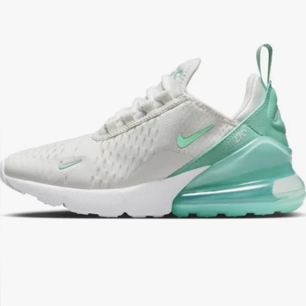Nike Air Max 270 White and Teal Sneakers